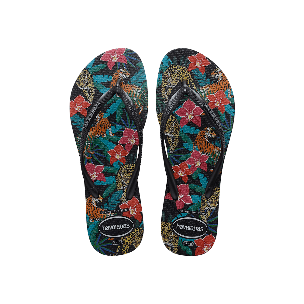 Havaianas Top Tropical Vibes – Tongs Classiques Imprimé Toucan Tropical – Ultra Confortables EU 43-44 – Navy Blue